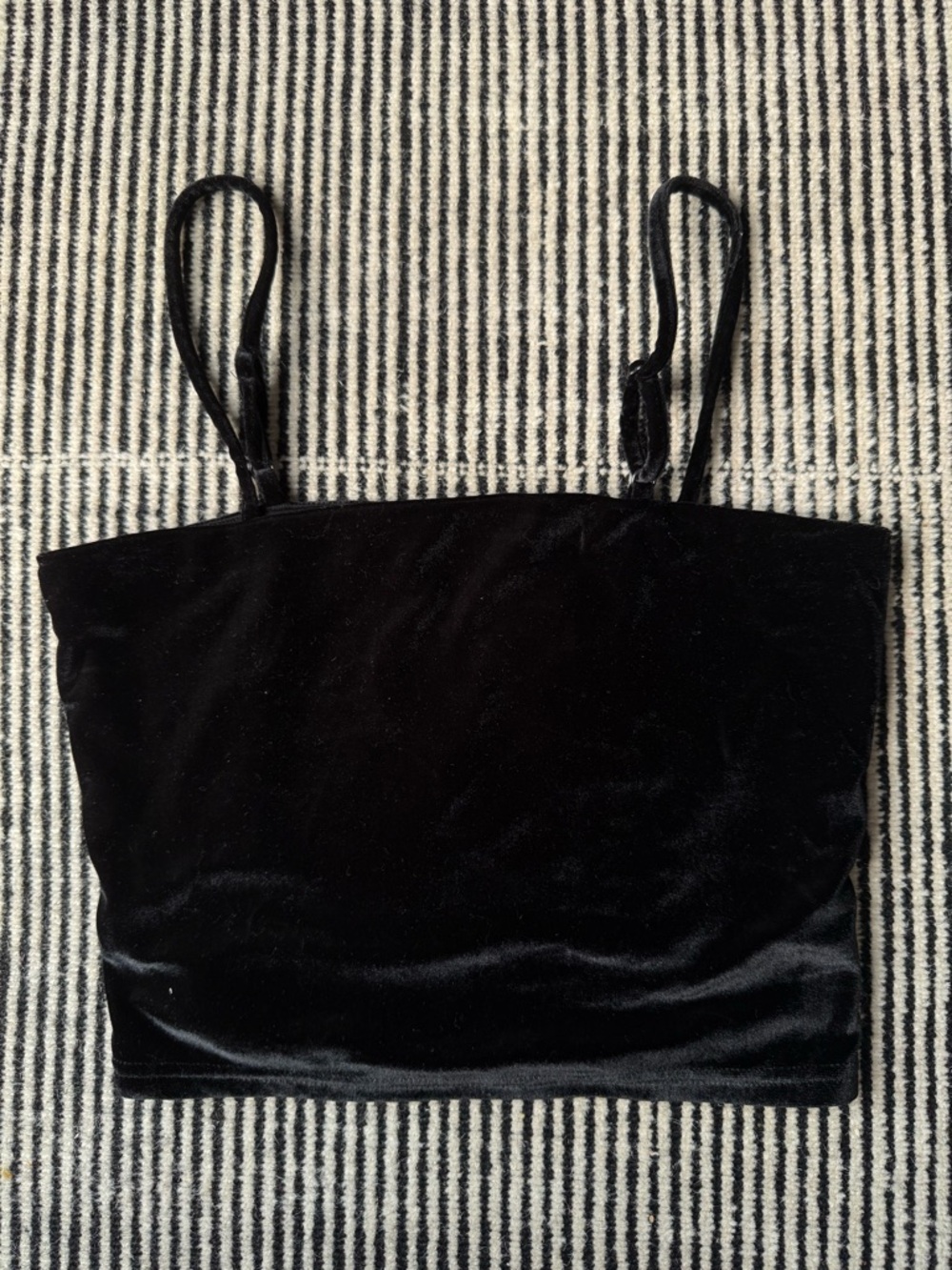 Vintage Black Velvet Cropped Tank Top